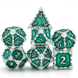 Dagger of Venom: Silver Emerald RPG Metal Dice Set | Game Grid - Logan