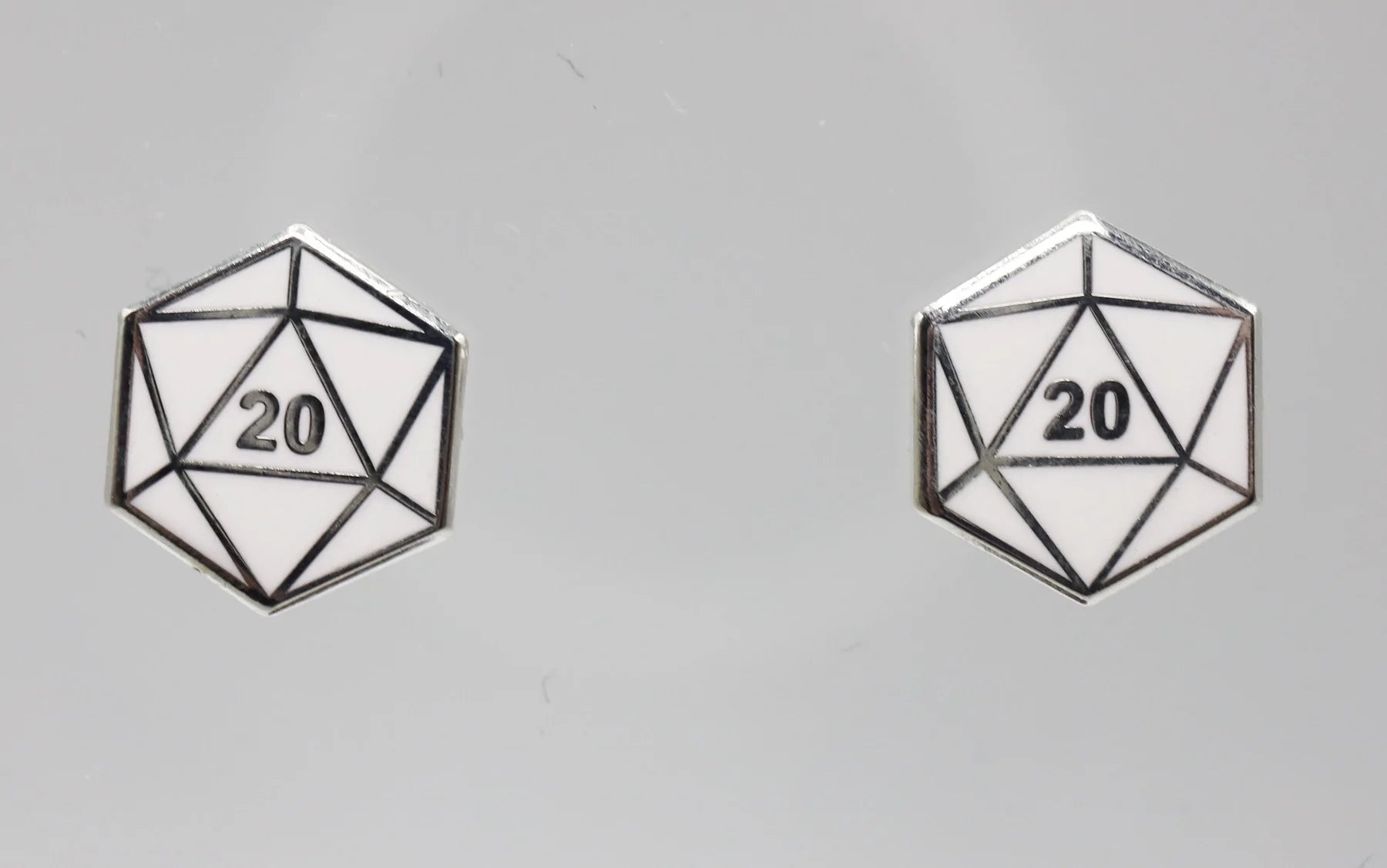 D20 Stud Earrings: White | Game Grid - Logan