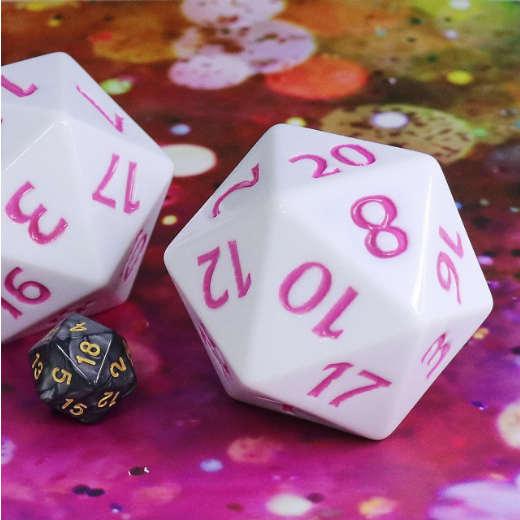 Titan 55mm D20: White with Magenta | Game Grid - Logan